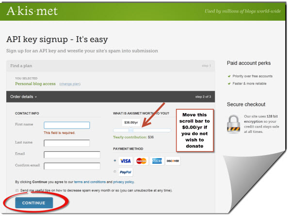 Akismet API Key Signup image